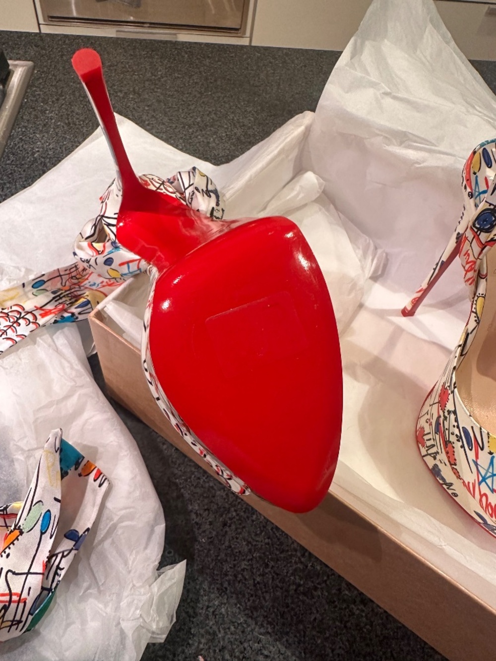 Christian Louboutin Silk Tie Heels - Picture 3 of 9